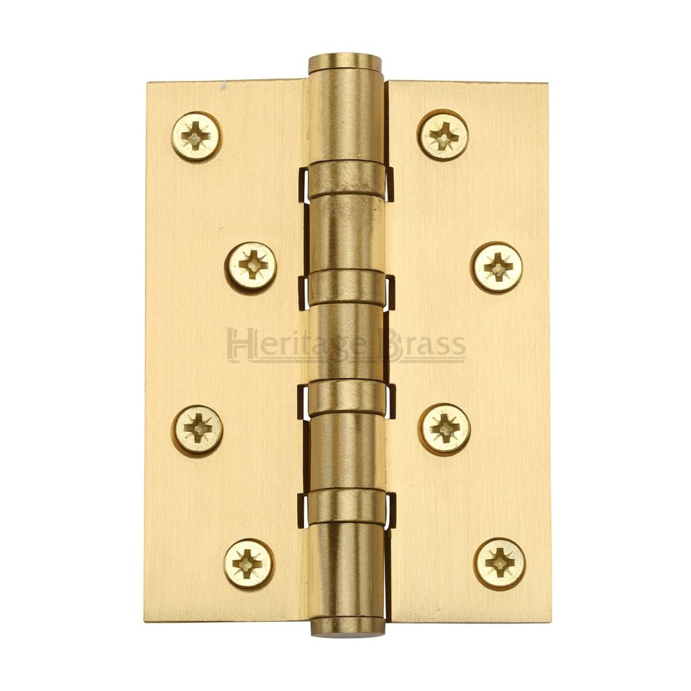 This is an image of a Heritage Brass - Hinge Brass with Ball Bearing 4" x 3" Satin Brass Finish, hg99-400-sb that is available to order from T.H Wiggans Ironmongery in Kendal.