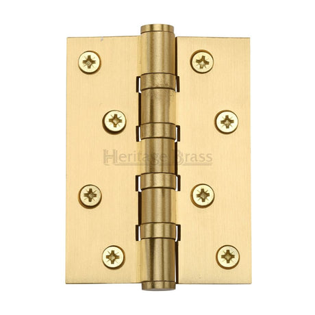 This is an image of a Heritage Brass - Hinge Brass with Ball Bearing 4" x 3" Satin Brass Finish, hg99-400-sb that is available to order from T.H Wiggans Ironmongery in Kendal.