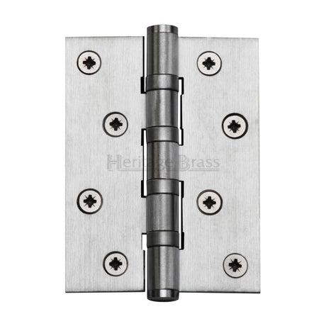 This is an image of a Heritage Brass - Hinge Brass with Ball Bearing 4" x 3" Satin Chrome Finish, hg99-400-sc that is available to order from T.H Wiggans Ironmongery in Kendal.