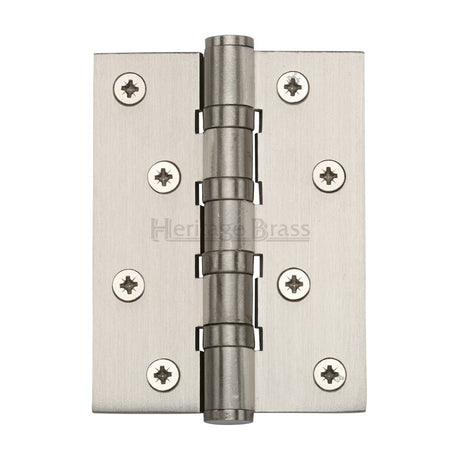 This is an image of a Heritage Brass - Hinge Brass with Ball Bearing 4" x 3" Satin Nickel Finish, hg99-400-sn that is available to order from T.H Wiggans Ironmongery in Kendal.