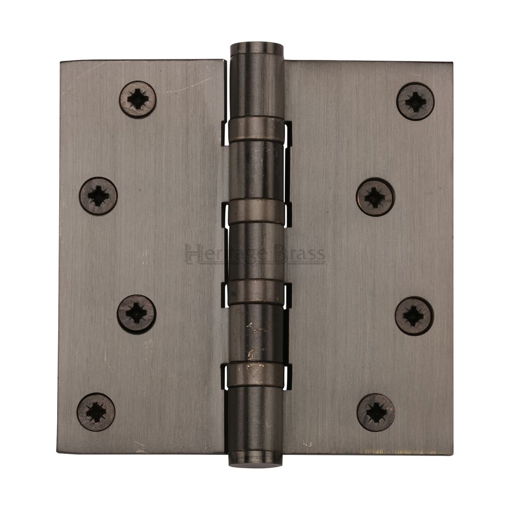 This is an image of a Heritage Brass - Hinge Brass with Ball Bearing 4" x 4" Matt Bronze Finish, hg99-405-mb that is available to order from T.H Wiggans Ironmongery in Kendal.