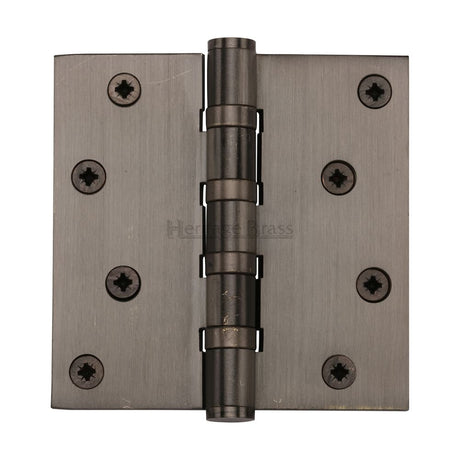 This is an image of a Heritage Brass - Hinge Brass with Ball Bearing 4" x 4" Matt Bronze Finish, hg99-405-mb that is available to order from T.H Wiggans Ironmongery in Kendal.