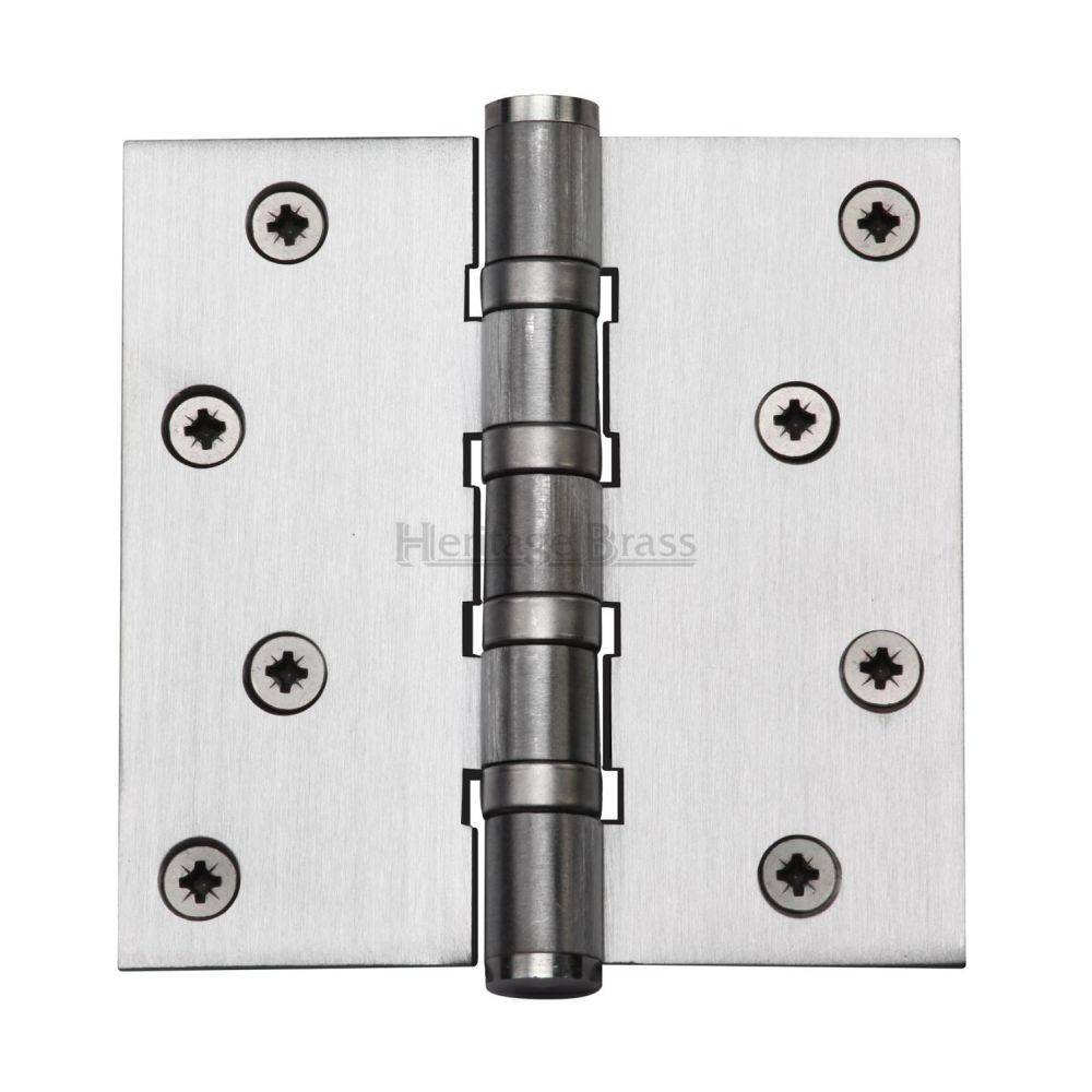 This is an image of a Heritage Brass - Hinge Brass with Ball Bearing 4" x 4" Satin Chrome Finish, hg99-405-sc that is available to order from T.H Wiggans Ironmongery in Kendal.