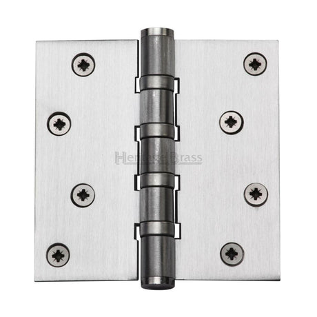 This is an image of a Heritage Brass - Hinge Brass with Ball Bearing 4" x 4" Satin Chrome Finish, hg99-405-sc that is available to order from T.H Wiggans Ironmongery in Kendal.