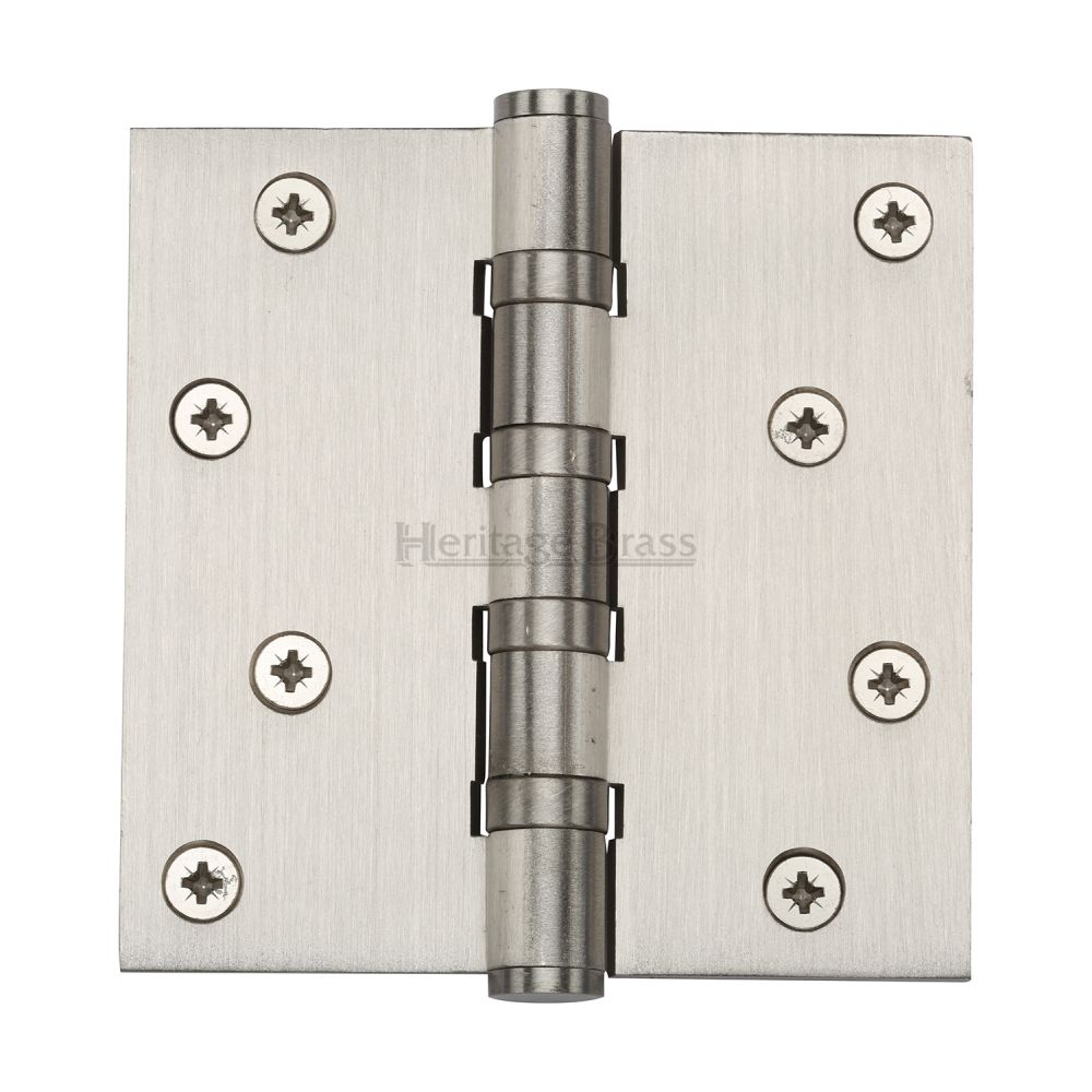 This is an image of a Heritage Brass - Hinge Brass with Ball Bearing 4" x 4" Satin Nickel Finish, hg99-405-sn that is available to order from T.H Wiggans Ironmongery in Kendal.