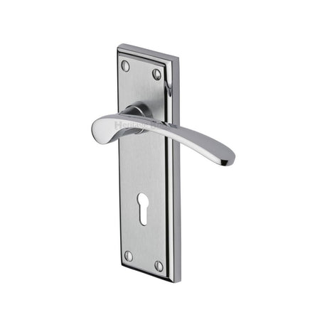 This is an image of a Heritage Brass - Door Handle Lever Lock Hilton Design Apollo Finish, hil8600-ap that is available to order from T.H Wiggans Ironmongery in Kendal.