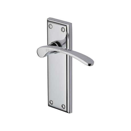 This is an image of a Heritage Brass - Door Handle Lever Latch Hilton Design Polished Chrome Finish, hil8610-pc that is available to order from T.H Wiggans Ironmongery in Kendal.