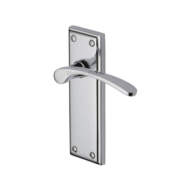 This is an image of a Heritage Brass - Door Handle Lever Latch Hilton Design Polished Chrome Finish, hil8610-pc that is available to order from T.H Wiggans Ironmongery in Kendal.