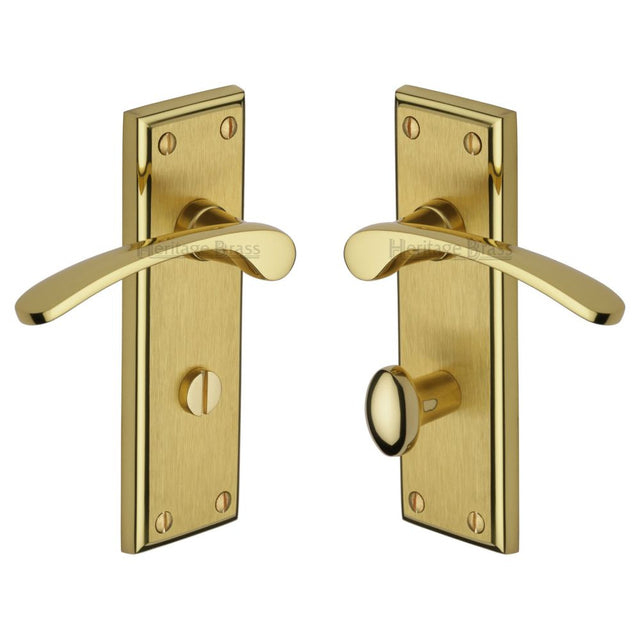 This is an image of a Heritage Brass - Door Handle for Bathroom Hilton Design Mayfair Finish, hil8630-mf that is available to order from T.H Wiggans Ironmongery in Kendal.