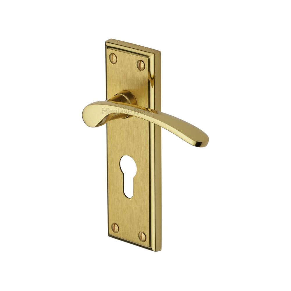This is an image of a Heritage Brass - Door Handle for Euro Profile Plate Hilton Design Mayfair Finish, hil8648-mf that is available to order from T.H Wiggans Ironmongery in Kendal.