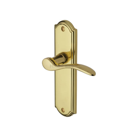 This is an image of a Heritage Brass - Door Handle Lever Latch Howard Design Polished Brass Finish, how1310-pb that is available to order from T.H Wiggans Ironmongery in Kendal.