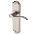 This is an image of a Heritage Brass - Door Handle Lever Latch Howard Design Satin Nickel Finish, how1310-sn that is available to order from T.H Wiggans Ironmongery in Kendal.