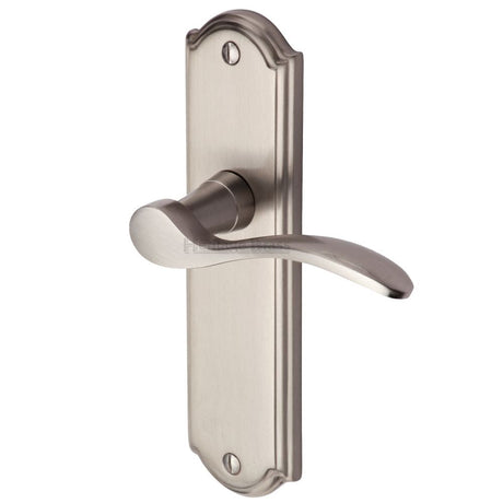 This is an image of a Heritage Brass - Door Handle Lever Latch Howard Design Satin Nickel Finish, how1310-sn that is available to order from T.H Wiggans Ironmongery in Kendal.
