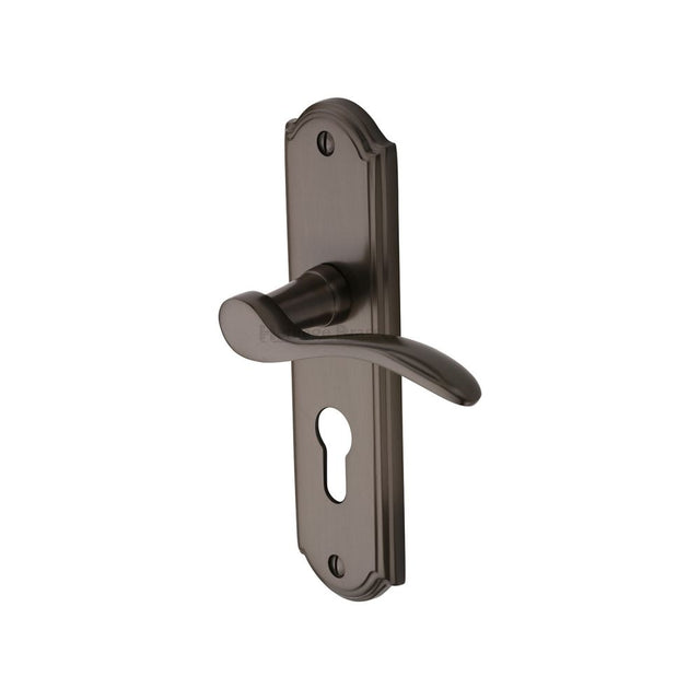 This is an image of a Heritage Brass - Door Handle for Euro Profile Plate Howard Design Matt Bronze Fi, how1348-mb that is available to order from T.H Wiggans Ironmongery in Kendal.