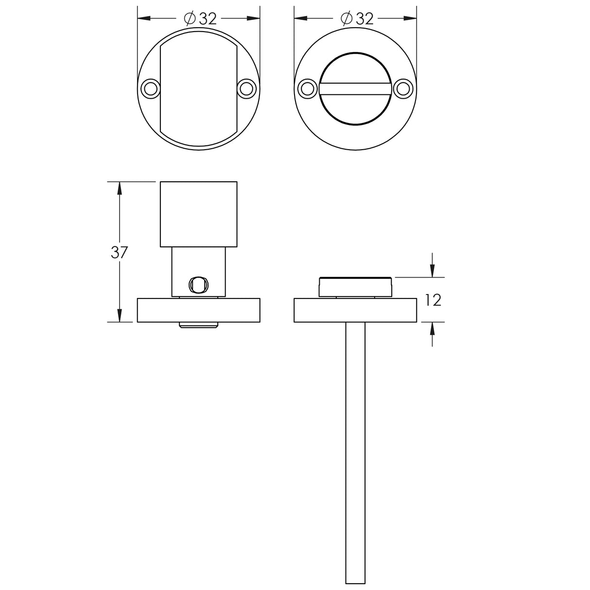 Frelan - Bathroom Turn & Release - Polished Chrome