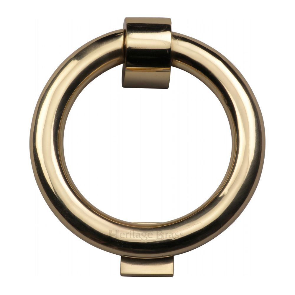 This is an image of a Heritage Brass - Ring Knocker Polished Brass Finish, k1270-pb that is available to order from T.H Wiggans Ironmongery in Kendal.