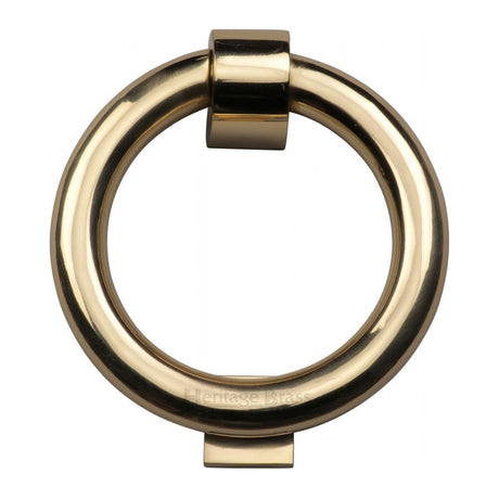 This is an image of a Heritage Brass - Ring Knocker Polished Brass Finish, k1270-pb that is available to order from T.H Wiggans Ironmongery in Kendal.