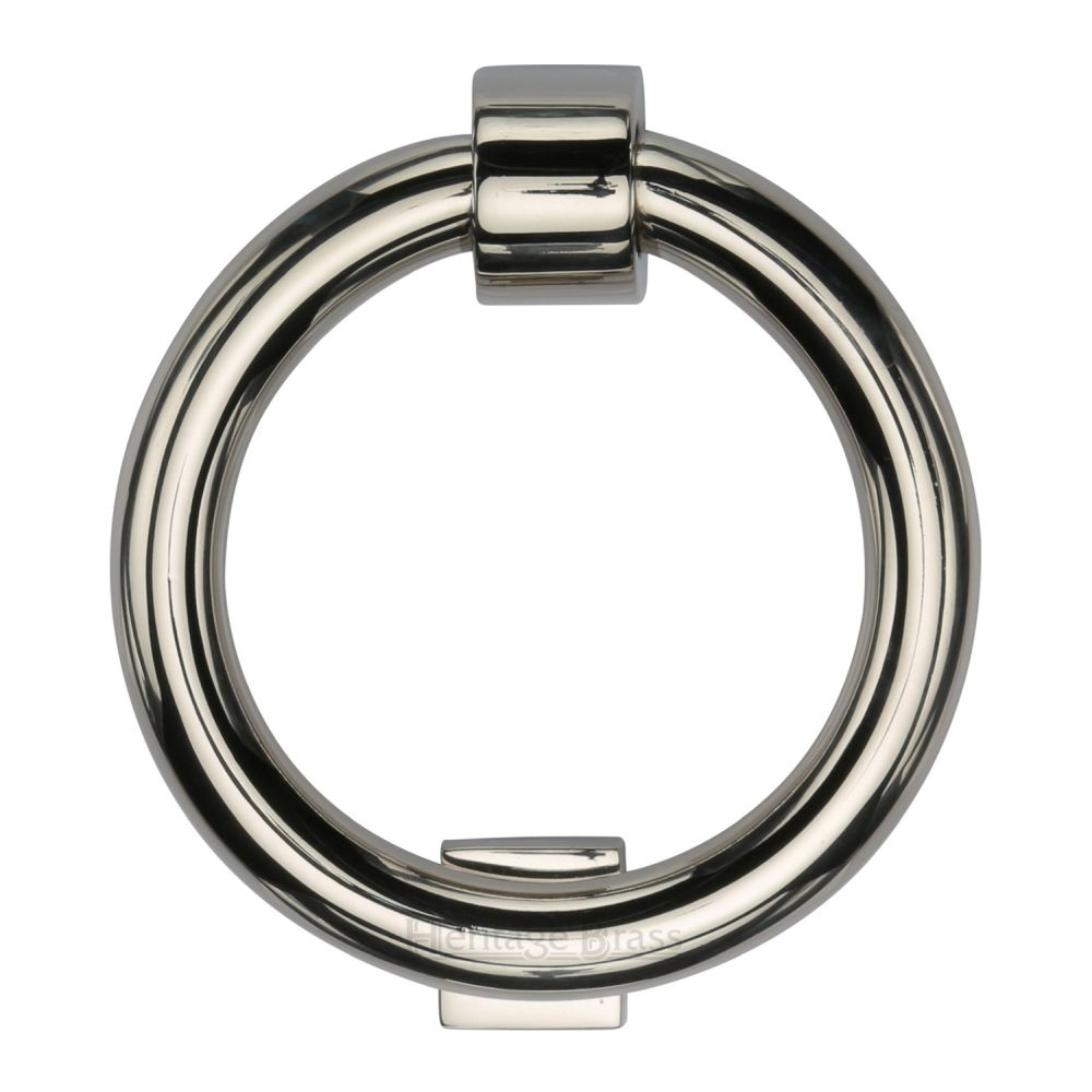 This is an image of a Heritage Brass - Ring Knocker Polished Nickel Finish, k1270-pnf that is available to order from T.H Wiggans Ironmongery in Kendal.