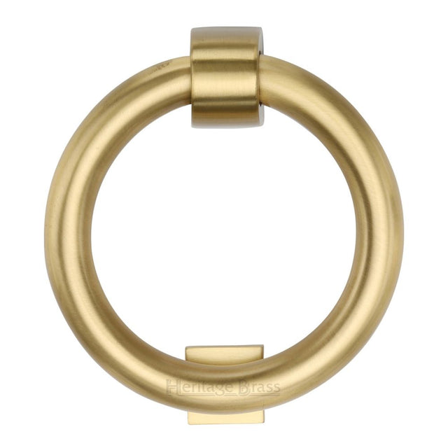 This is an image of a Heritage Brass - Ring Knocker Satin Brass Finish, k1270-sb that is available to order from T.H Wiggans Ironmongery in Kendal.