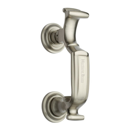 This is an image of a Heritage Brass - Doctor Knocker Satin Nickel Finish, k1300-sn that is available to order from T.H Wiggans Ironmongery in Kendal.