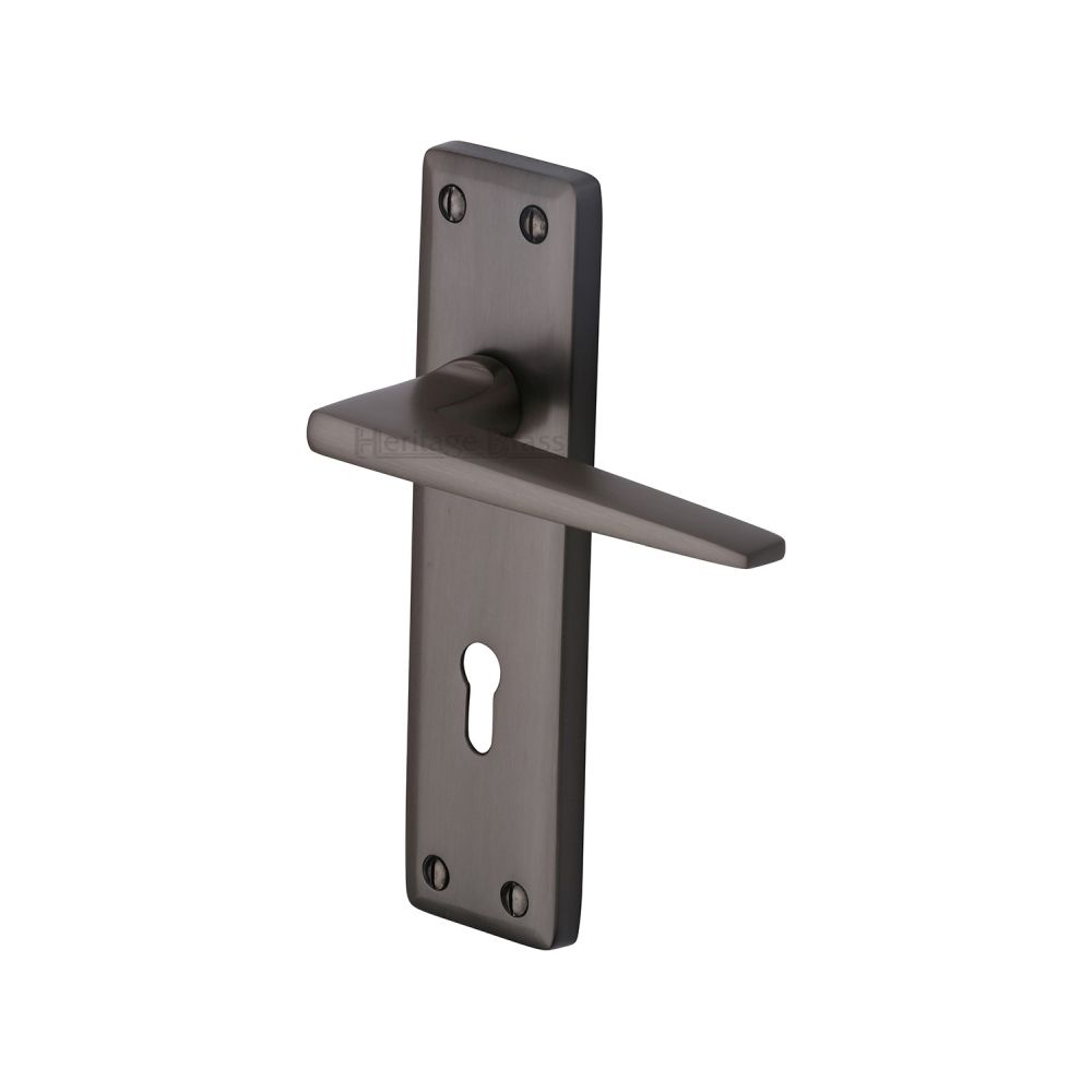 This is an image of a Heritage Brass - Door Handle Lever Lock Kendal Design Matt Bronze Finish, ken6800-mb that is available to order from T.H Wiggans Ironmongery in Kendal.