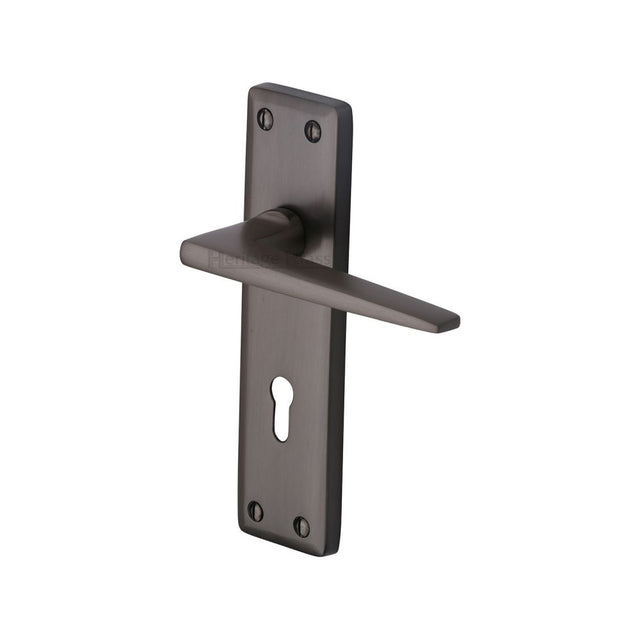 This is an image of a Heritage Brass - Door Handle Lever Lock Kendal Design Matt Bronze Finish, ken6800-mb that is available to order from T.H Wiggans Ironmongery in Kendal.