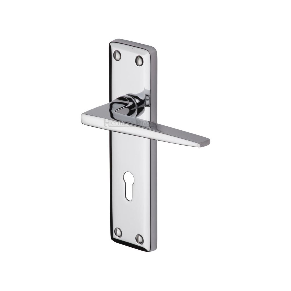 This is an image of a Heritage Brass - Door Handle Lever Lock Kendal Design Polished Chrome Finish, ken6800-pc that is available to order from T.H Wiggans Ironmongery in Kendal.