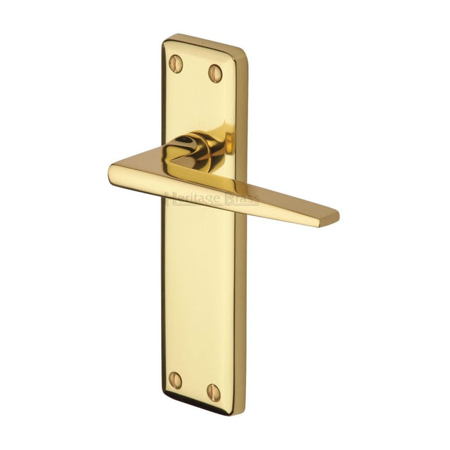 This is an image of a Heritage Brass - Door Handle Lever Latch Kendal Design Polished Brass Finish, ken6810-pb that is available to order from T.H Wiggans Ironmongery in Kendal.