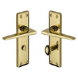 This is an image of a Heritage Brass - Door Handle for Bathroom Kendal Design Polished Brass Finish, ken6830-pb that is available to order from T.H Wiggans Ironmongery in Kendal.