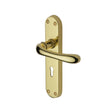 This is an image of a Heritage Brass - Door Handle Lever Lock Luna Design Polished Brass Finish, lun5300-pb that is available to order from T.H Wiggans Ironmongery in Kendal.