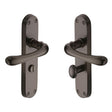 This is an image of a Heritage Brass - Door Handle for Bathroom Luna Design Matt Bronze Finish, lun5330-mb that is available to order from T.H Wiggans Ironmongery in Kendal.