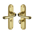 This is an image of a Heritage Brass - Door Handle for Bathroom Luna Design Polished Brass Finish, lun5330-pb that is available to order from T.H Wiggans Ironmongery in Kendal.