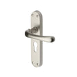 This is an image of a Heritage Brass - Door Handle for Euro Profile Plate Luna Design Satin Nickel Fini, lun5348-sn that is available to order from T.H Wiggans Ironmongery in Kendal.
