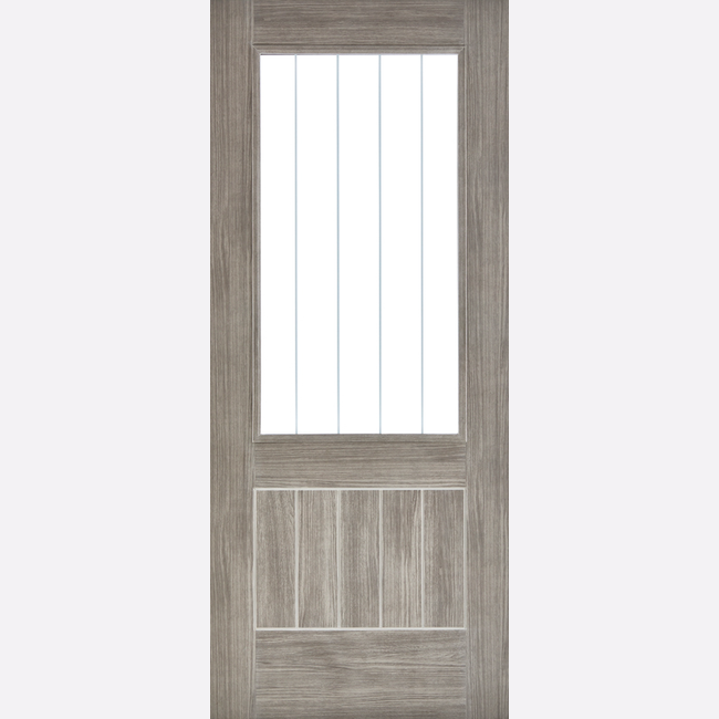 This is an image showing the LPD - Mexicano Laminate Glazed Pre-finished Light Grey Laminate Doors Available to order from T.H. Wiggans Ironmongery in Kendal