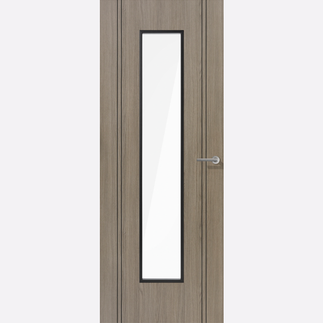 This is an image showing the LPD - Monaco Laminate Glazed Pre-finished Light Grey Laminate Doors Available to order from T.H. Wiggans Ironmongery in Kendal