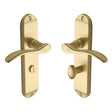This is an image of a Heritage Brass - Door Handle for Bathroom Maya Design Satin Brass Finish, may7630-sb that is available to order from T.H Wiggans Ironmongery in Kendal.