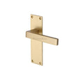This is an image of a Heritage Brass - Door Handle Lever Latch Metro Design Satin Brass Finish, met4910-sb that is available to order from T.H Wiggans Ironmongery in Kendal.