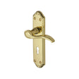 This is an image of a Heritage Brass - Door Handle Lever Lock Verona Small Design Polished Brass Finish, mm624-pb that is available to order from T.H Wiggans Ironmongery in Kendal.