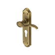 This is an image of a Heritage Brass - Door Handle for Euro Profile Plate Verona Small Design Antique Bra, mm625-at that is available to order from T.H Wiggans Ironmongery in Kendal.