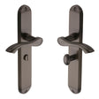 This is an image of a Heritage Brass - Door Handle for Bathroom Algarve Long Design Matt Bronze Finish, mm7230-mb that is available to order from T.H Wiggans Ironmongery in Kendal.