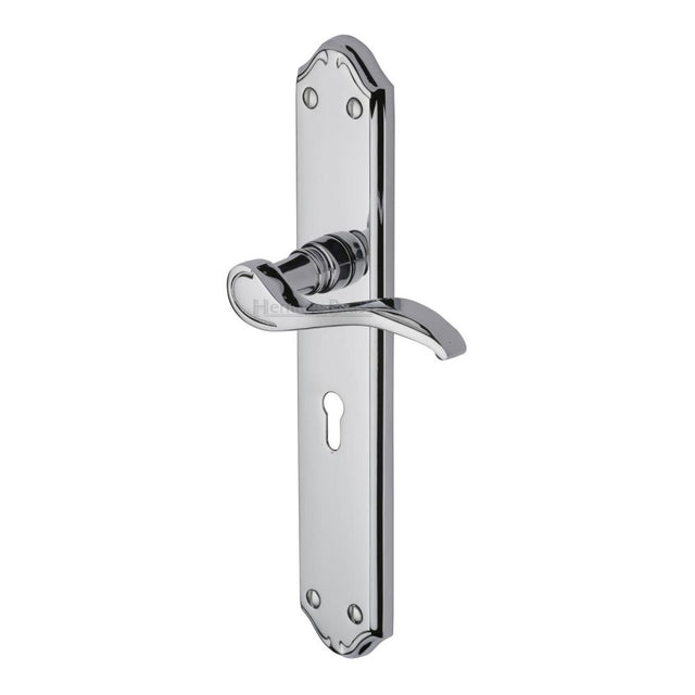 This is an image of a Heritage Brass - Door Handle Lever Lock Verona Design Polished Chrome Finish, mm824-pc that is available to order from T.H Wiggans Ironmongery in Kendal.