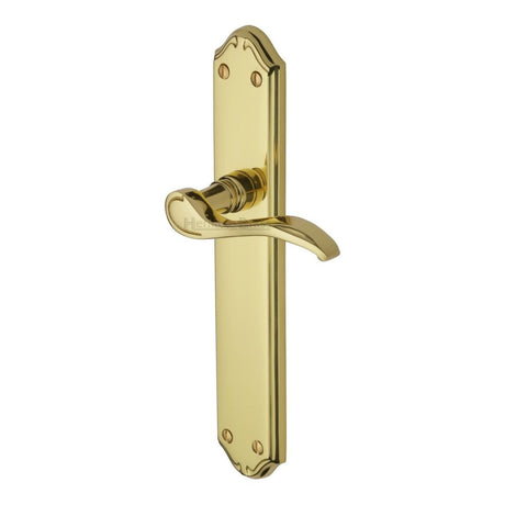 This is an image of a Heritage Brass - Door Handle Lever Latch Verona Design Polished Brass Finish, mm827-pb that is available to order from T.H Wiggans Ironmongery in Kendal.