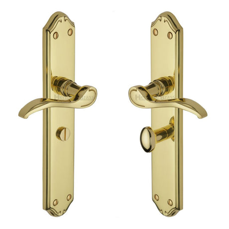 This is an image of a Heritage Brass - Door Handle for Bathroom Verona Design Polished Brass Finish, mm828-pb that is available to order from T.H Wiggans Ironmongery in Kendal.