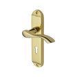 This is an image of a Heritage Brass - Door Handle Lever Lock Algarve Design Polished Brass Finish, mm924-pb that is available to order from T.H Wiggans Ironmongery in Kendal.