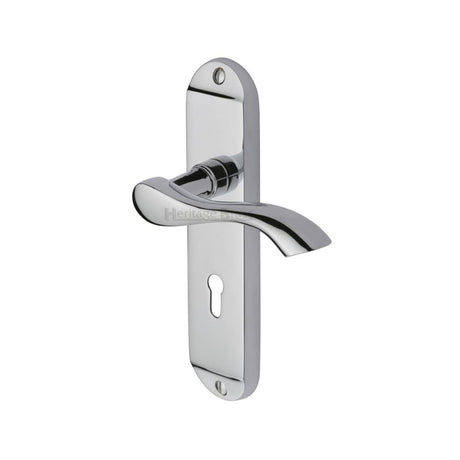 This is an image of a Heritage Brass - Door Handle Lever Lock Algarve Design Polished Chrome Finish, mm924-pc that is available to order from T.H Wiggans Ironmongery in Kendal.