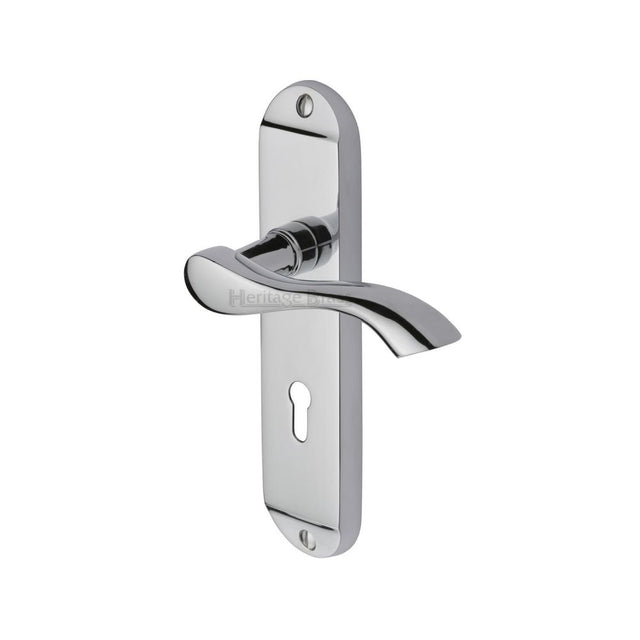 This is an image of a Heritage Brass - Door Handle Lever Lock Algarve Design Polished Chrome Finish, mm924-pc that is available to order from T.H Wiggans Ironmongery in Kendal.