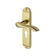 This is an image of a Heritage Brass - Door Handle for Euro Profile Plate Algarve Design Polished Brass Fi, mm925-pb that is available to order from T.H Wiggans Ironmongery in Kendal.