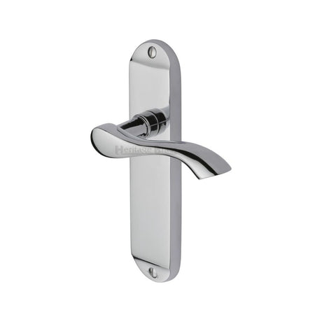 This is an image of a Heritage Brass - Door Handle Lever Latch Algarve Design Polished Chrome Finish, mm927-pc that is available to order from T.H Wiggans Ironmongery in Kendal.