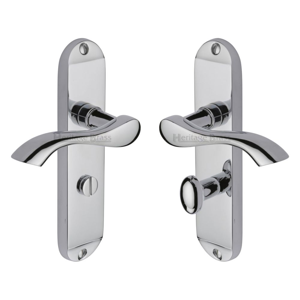 This is an image of a Heritage Brass - Door Handle for Bathroom Algarve Design Polished Chrome Finish, mm928-pc that is available to order from T.H Wiggans Ironmongery in Kendal.
