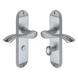 This is an image of a Heritage Brass - Door Handle for Bathroom Algarve Design Satin Chrome Finish, mm928-sc that is available to order from T.H Wiggans Ironmongery in Kendal.